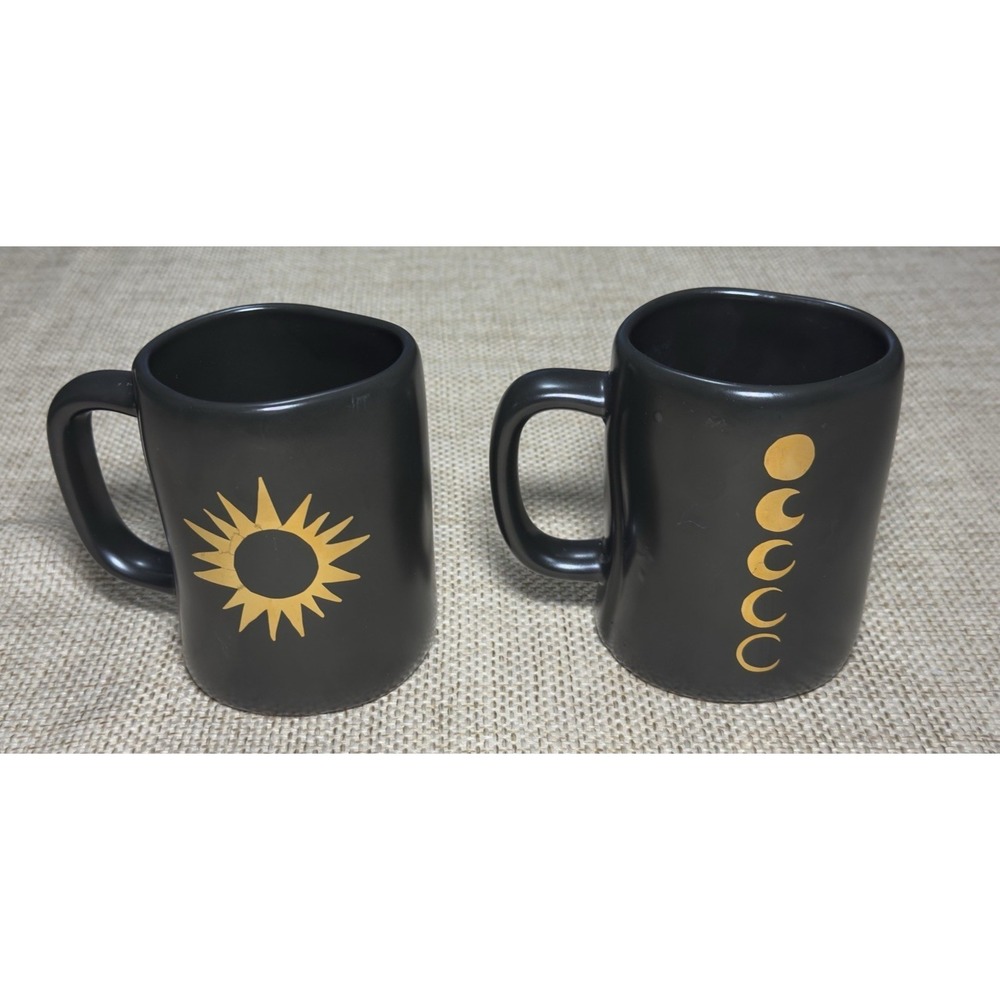 RAE DUNN Celestial Cups Mugs Black Gold Own Your Magic Its Just a Phase Moon Sun